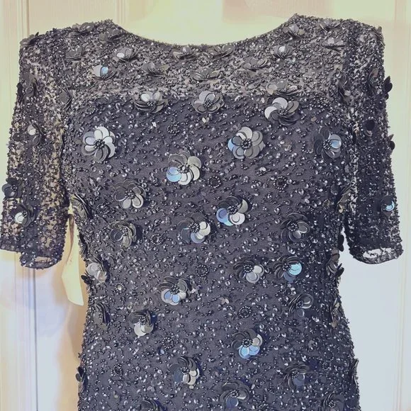 Adrianna Papell Navy Sequin Dress - Picture 2 of 16